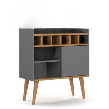 Imagem de Aparador Retrô Buffet Bar Adega Rubi Bar (FLORENÇA - CINZA/NATURE)