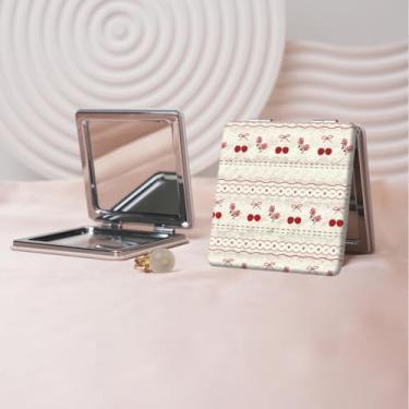 Imagem de Y2K Espelho de maquiagem portátil estilo milenar, mini espelho de maquiagem portátil dobrável, espelho de contorno quadrado compacto de dupla face, adequado para todos em várias ocasiões