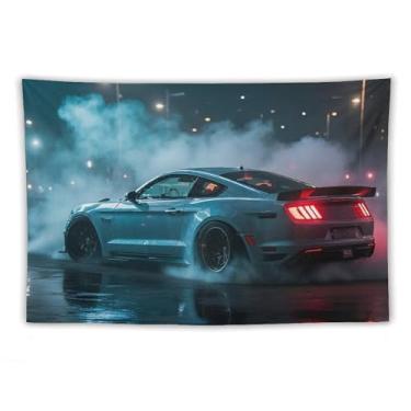 Imagem de HouLaiZhe JDM Tapeçaria de carro à deriva Muscle Car Burn The Tire Cool Wall Hanging Bedroom Home Decor Tapestries Estética Piquenique decoração de parede arte de parede para dormitório sala de estar