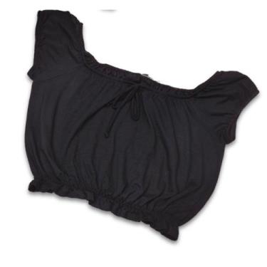 Imagem de Cropped Ciganinha Vicenza Amarração Fake Feminino Plus Size, Preto, GG