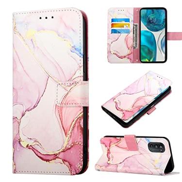 Imagem de For Motorola Moto G52 PT003 Marble Pattern Flip Leather Phone Case