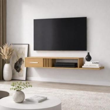 Imagem de Rack Nicho Painel Suspenso Pequeno Sala Quarto TV até 42" Mônaco - JM3