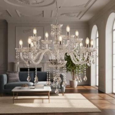 Imagem de Lustre de Cristal Clássico Luxuoso Maria Thereza 12 Braços - Viena Luz