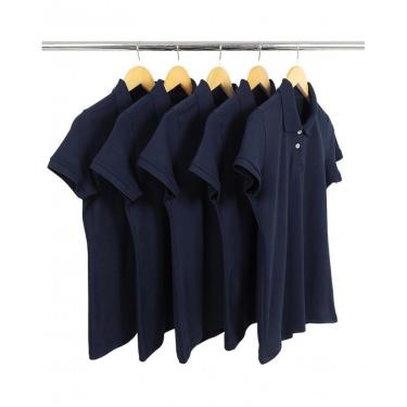 Imagem de Kit 5 Camisas Gola Polo Piquet Feminina Lisa-Feminino