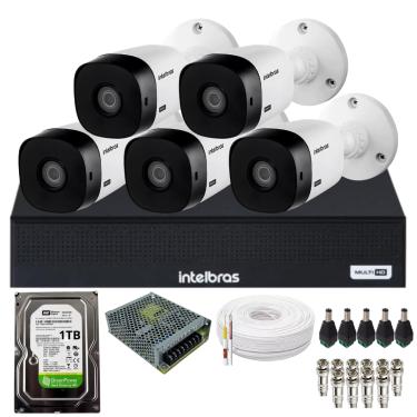 Imagem de Kit Cftv 5 Câmeras Intelbras Hd 1120b Dvr Intelbras 08 Canais 1108-c Com Hd 1Tb Instalado