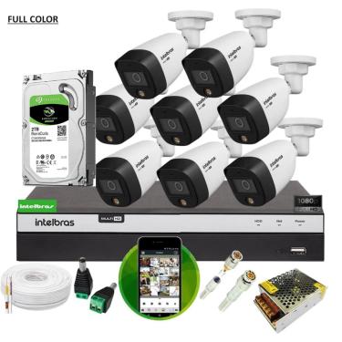 Imagem de Kit 8 Cameras Intelbras Full Color Dvr 8ch Full C/ 2tb
