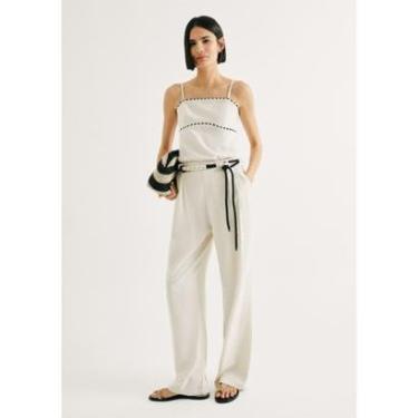 Imagem de Calça Feminina Reta Em Viscolinho Com Cinto-Feminino