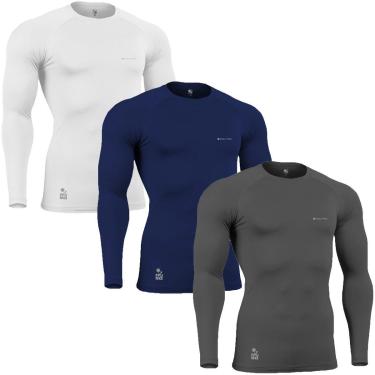 Imagem de Kit C/ 3 Camisas de CompressÃ£o TÃ©rmica Stigli Pro ProteÃ§Ã£o Solar FPU50+ Manga Longa Poliamida-Masculino