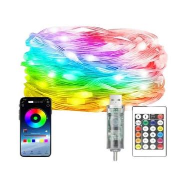 Imagem de Corda De Luz LED RGBIC À Prova d'Água WS2812B Com Controle Remoto Blue