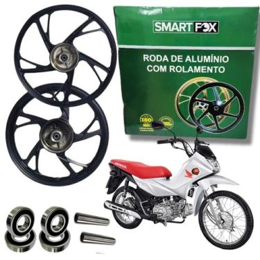 Imagem de Par Roda 5 Palito Pé Galinha Pop100 Pop110i Freio Tambor Liga Leve - S