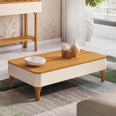 Imagem de Mesa de Centro Para Sala Orgânica Pés Madeira Maciça Ceci B01 Off Whit