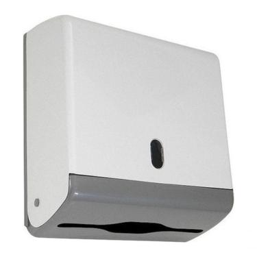 Imagem de Dispenser para Papel Toalha Interfolha Toalheiro Junior 2 Ou 3 Dobras Capacidade 600 Folhas Branco
