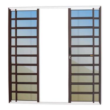 Imagem de Porta de Correr com Travessas 4 Folhas Super Vidro Reflex 210cm x 200c
