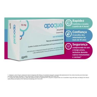 Imagem de Apoquel Zoetis 16mg 20 Comprimidos Para Coceira e Dermatite - Congratu