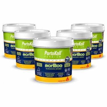 Imagem de Kit 5 Rejunte Acrílico PortoKoll 1kg Corda - SIKA