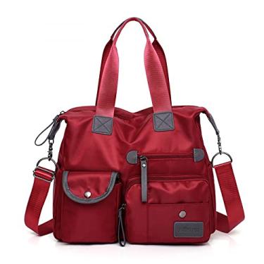 Imagem de B3 Bolsa Transversal Feminina De Nylon Com Vários Bolsos, Bolsa Mensageiro, Bolsa De Lazer Ao Ar Livre (vermelho)
