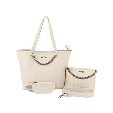 Imagem de Bolsa Kit Feminina Sacola Necessarie e Porta Cartão Retta (Marfim)