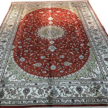 Imagem de Tapetes de seda de 1,5 m por 2,4 m tem linhas fluentes, galhos e folhas vivas e cores brilhantes. Pode criar padrões requintados É adequado para correspondência secreta de escritório