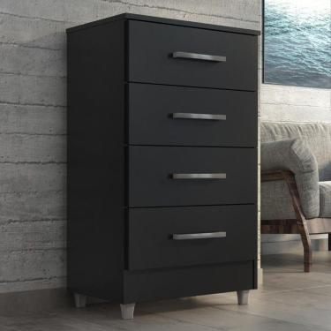 Imagem de Cômoda 4 Gavetas Preto Onix Flavia Quarta Divisão Moveis
