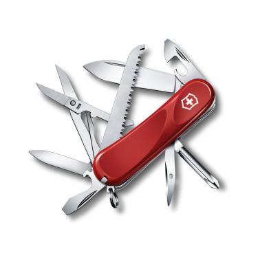 Imagem de Victorinox Canivete suíço Evolution 18, canivete de bolso suíço de 15 funções com lâmina grande, chave de fenda, serra de madeira e lixa de unha – vermelho