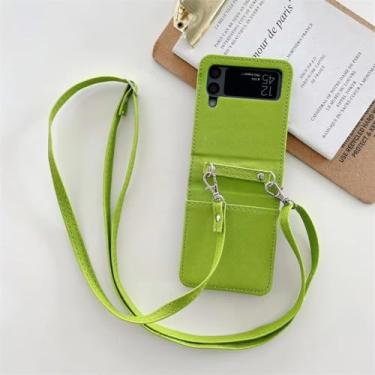 Imagem de Cordão alça de ombro cartão de crédito máquina dobrável capa de telefone para samsung galaxy z flip 4 3 5g capa de couro crossbody, 1, para sam z flip 3 5g