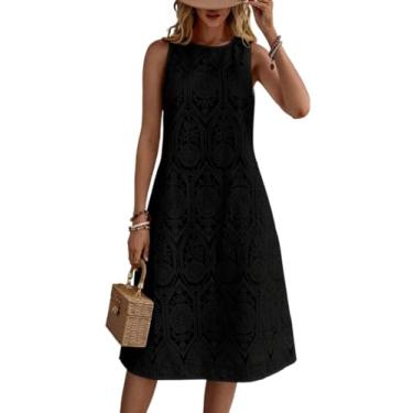 Imagem de Camisa Feminina Solid Sleeveless Mesh Dress (Color : Black, Size : XL)