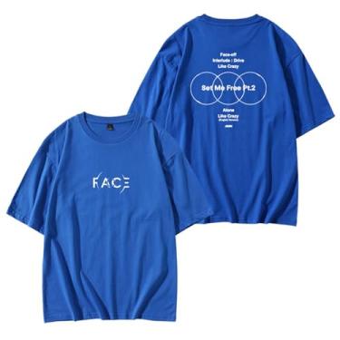 Imagem de Camiseta Jimin Solo Album FACE Same Style Support Camiseta Algodão Gola Redonda Manga Curta, Azul, 3G