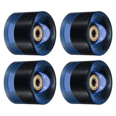 Imagem de PATIKIL Rodas Longboard de 60 mm com rolamentos ABEC-11, pacote com 4 rodas de rua para skates Cruiser substituição de roda 80A, azul claro dourado