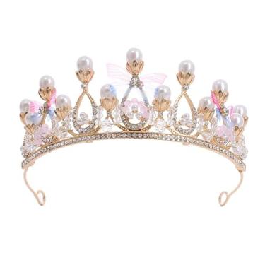 Imagem de Tiara infantil de cristal rosa para meninas, fantasia de princesa, coroa de strass, acessórios de cabelo para casamento, noiva, aniversário, comunhão, concurso, formatura, dia das bruxas, enfeite de