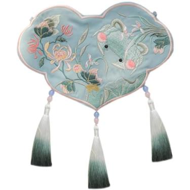 Imagem de YTDJJWLS Bolsa Hanfu bordada dupla face estilo antigo Hanfu bolsa Hanfu acessórios para mulheres, Verde, Large