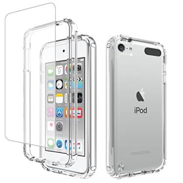Imagem de Zoeirc Capa para iPod para Touch 6/para Touch 5/para Touch 7 Capa com protetor de tela de vidro temperado macio 360° de corpo inteiro à prova de choque híbrido capa transparente para iPod para Touch 7
