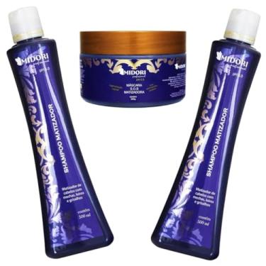 Imagem de Kit 2 Shampoo Matizador e 01 Máscara Matizadora Midori