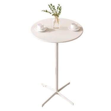 Imagem de Mesa de bar alta mesa de bistrô branca mesa de jantar de café balcão lateral, mesa de bar de pub bistrô, mesa de bar de topo alto, mesa de cabeceira com moldura de metal, mesa de coquetel circular