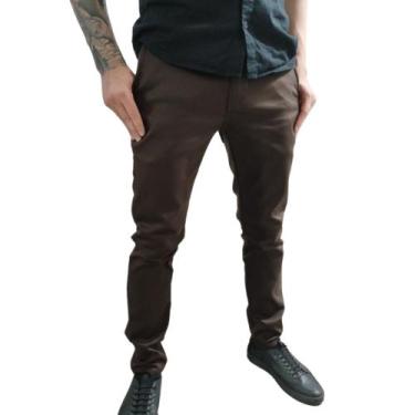 Imagem de Calça Masculina Sport Fino Skinny Com Bolso Faca Marrom Chocolate - Ne