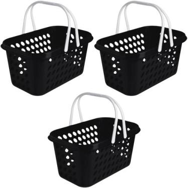 Imagem de Kit 3 Cesta Cestinha Plástica Supermercado Compras 3L c/ Alça Resisten