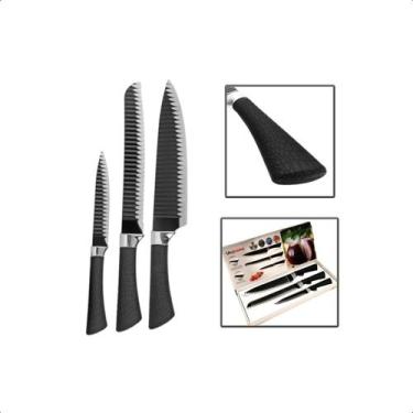 Imagem de Conjunto 3 Facas Kit C/Revestimento Antiaderente Uso Cozinha - UnyHome