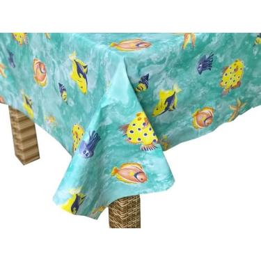 Imagem de Genérico, Toalha Mesa Flanelada térmica Decoração Infantil 1,40x1,40 Nome do desenho:Fundo do mar;Cor:Azul