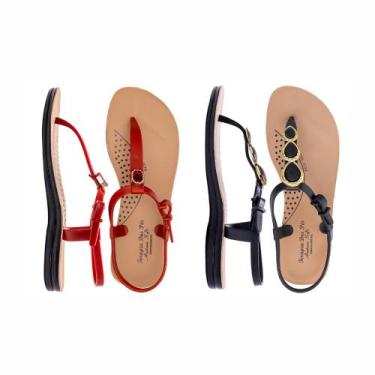 Imagem de Kit 2 Pares Sandalia Chinelo Rasteira Ortopédica Feminina Confortavel 