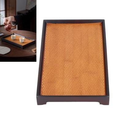 Imagem de Bandeja de chá Retangular, Bandeja de café Retro de Limpeza Fácil de Limpeza para Casa Com Amplo Espaço para Conjuntos de chá, Elegante para Doces, Lanches, Frutas