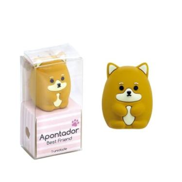 Imagem de Apontador Escolar Emborrachado Best Friend Gato ou Cachorro -1 Und - Divertido e Funcional (Chiba (Amarelo))