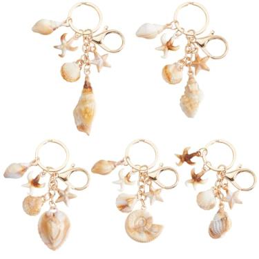 Imagem de SOFPLATE 1 Box 5Pcs 5 Styles Sea Shell Keychain Ocean Keychains Bulk Acrylic Alloy Summer Seashell Beach Themed Animal Pendants Key Chains Set for Keychains Car Key Party Favor Wedding Favors Women