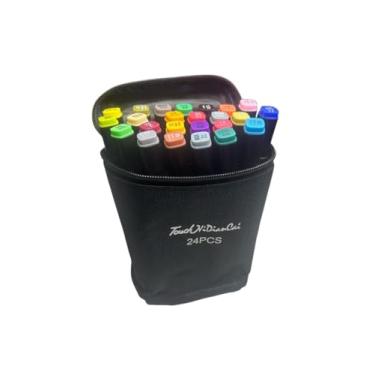 Imagem de Estojo Canetas Marcador para Colorir - Kit Conjunto Canetinha Profissional Tiktok Marcadora Permanente de Ponta Dupla em Cores diferenciadas -Tampa Codificada por Cores - Linha Premium. Natureasy (24)