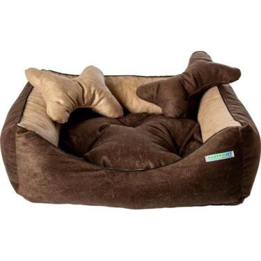 Imagem de Caminha pet luxo com travesseiro e almofada dupla face, suede - Karppo