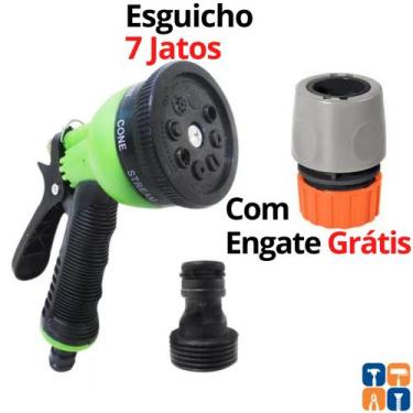 Imagem de Esguicho para Mangueira Jardim 7 Jato Ajustável com Engate Esguicho co