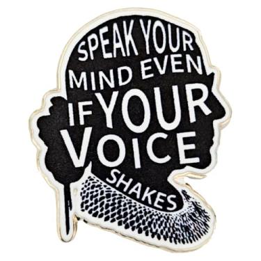 Imagem de Leraverppy Broche esmaltado, SPEAK YOUR MIND EVEN IF YOUR VIOCE SHAKES Broche de lapela, emblema inspirador, distintivo feminista, presente para meninas, mulheres, adolescentes, estudantes, decoração