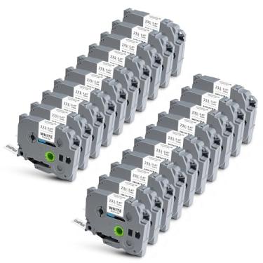 Imagem de UniPlus Pacote com 20 fitas adesivas compatíveis com Brother P Touch TZe-231 TZ231 12 mm 0,47 fita branca laminada para etiquetas Ptouch PTD210 PTD400 PTH110 PTD600 PT-D610BT PT-1890, preto sobre