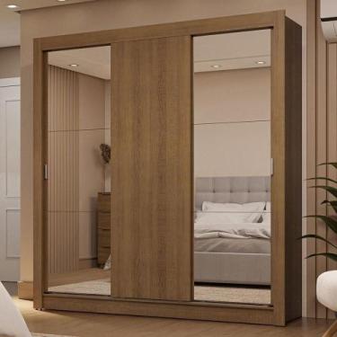 Imagem de Guarda-roupa Casal 3 Portas Correr Espelhos 2 Gavetas Rustic - MADESA