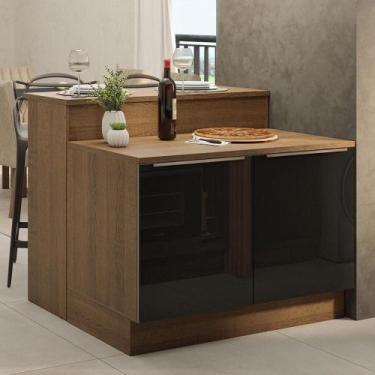 Imagem de Ilha Cozinha Com Bancada E Balcão 120cm Rustic/Preto - MADESA