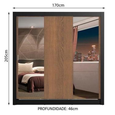 Imagem de Guarda-roupa Casal Lyon Plus 3 Portas Correr Espelhos - MADESA