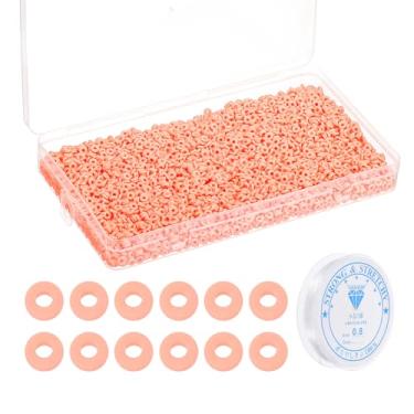 Imagem de PATIKIL Kit de 4000 peças de pulseira de contas de argila, 4 mm, contas espaçadoras de argila de polímero redondas planas com cordão elástico para fazer joias de amizade, rosa